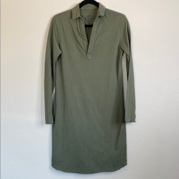 Frank and Eileen Nicole popover Henley green long sleeve dress XS extra small - Picture 2 of 7